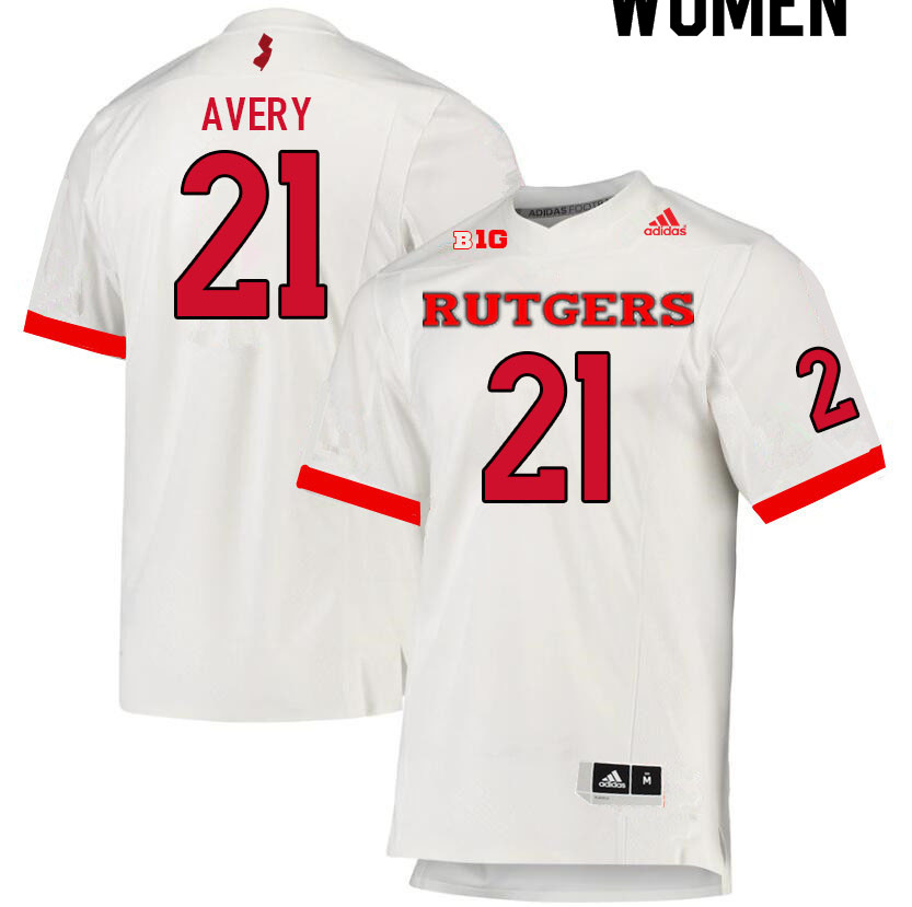Women #21 Tre Avery Rutgers Scarlet Knights College Football Jerseys Sale-White